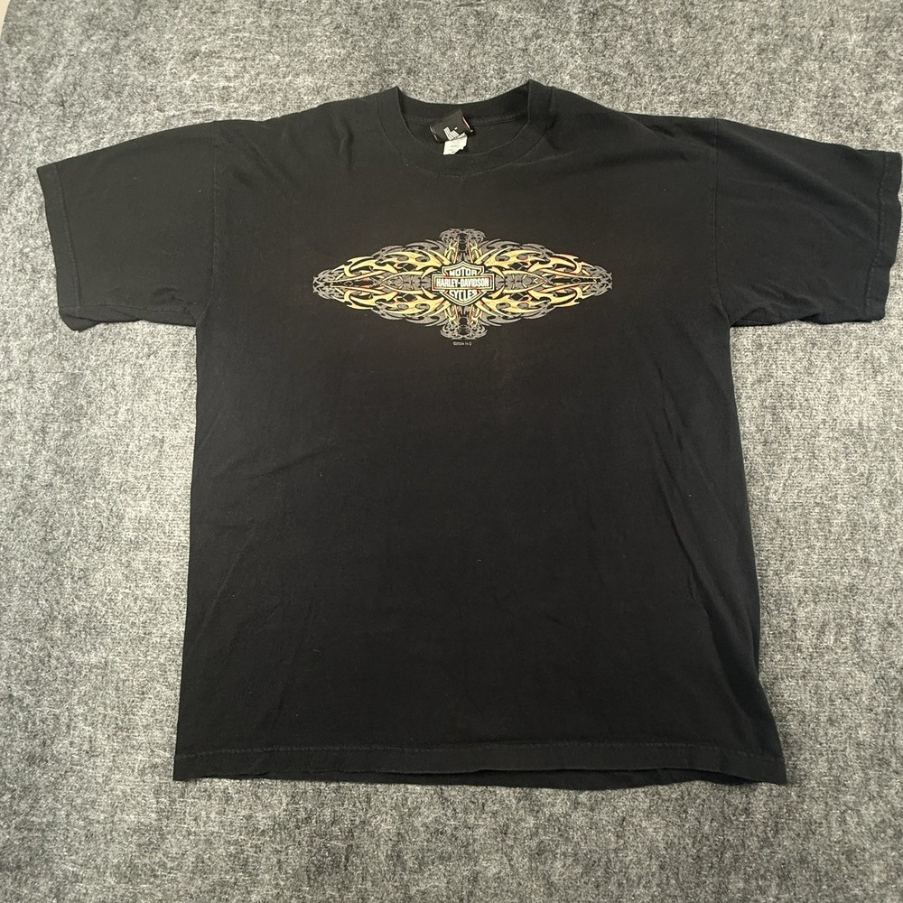 Harley Davidson T Shirt Mens XL Black Flames Alamo City San Antonio Vintage 2004